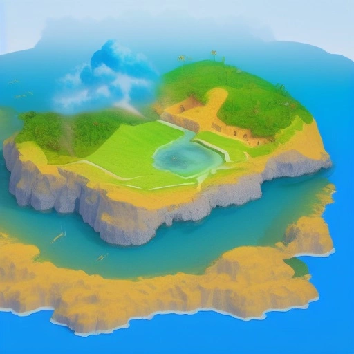 56873-4271377767-centered isometric detailed island in the sky containing 3d hero 3d cows and portals, soft smooth lighting, soft colors, yellow.webp